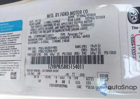 2011 Ford Mustang Shelby Gt500 из США, поврежденный, VIN 1ZVBP8JS8B5154011